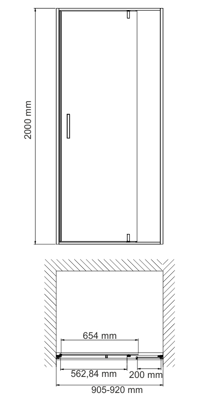 Elbe 74P04 Душевая дверь, распашная, универсальная