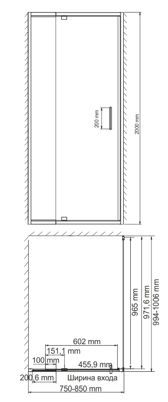 Berkel 48P29 Душевой уголок, прямоугольник, с универсальной распашной дверью